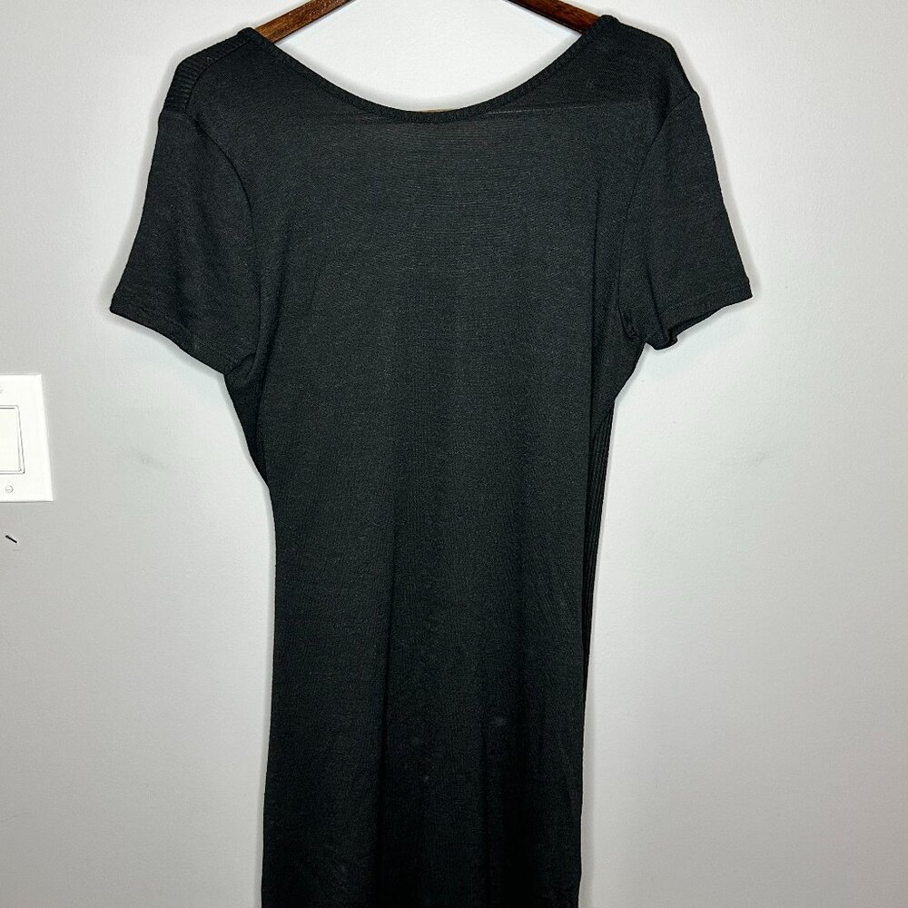 NWT - RAG & BONE Back Wrap Ribbed Knit Midi Black Dress  - Large